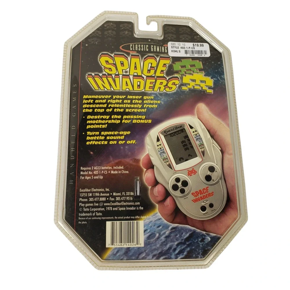 Classic Gaming Space Invaders‎ Handheld Game Electronic Retro Excalibur New